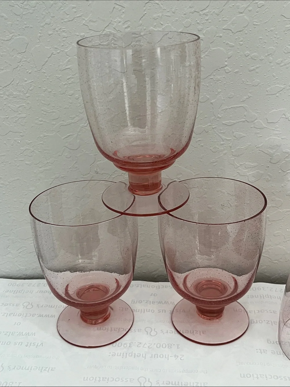 Sakura European Blush pink Hue Small air Bubbles throughout Water /Wine NWOB